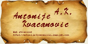 Antonije Kvačanović vizit kartica